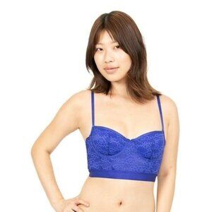 Parade XS Dream Fit Lace Longline Bra Balconette Style Adjustable Straps Blue